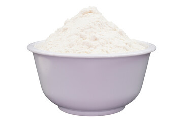 A bowl of white flour isolated transparent