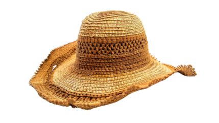 Womens straw hat isolated on white background, png transparent