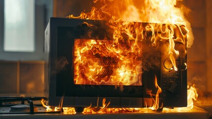 Microwave oven burns due to breakdown or short circuit leading to potential damage