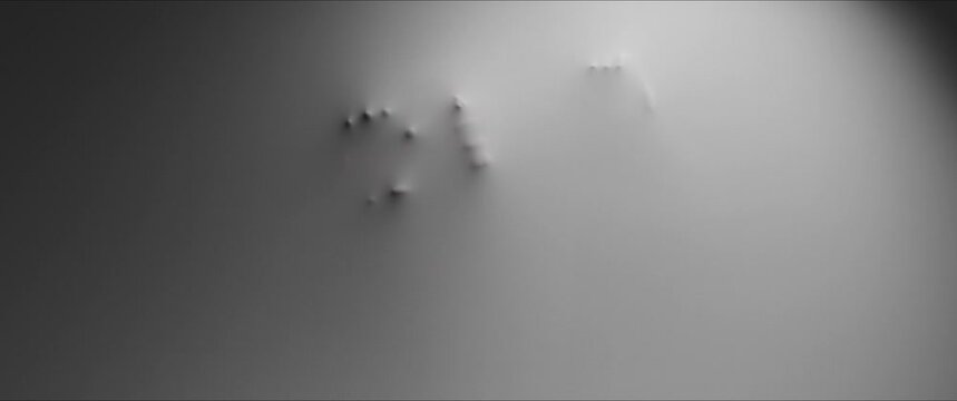 The shape of a skinny woman pushes through the white wall 