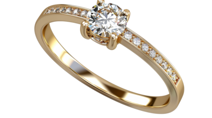 Wedding ring - gold, diamond, white background, png transparent 