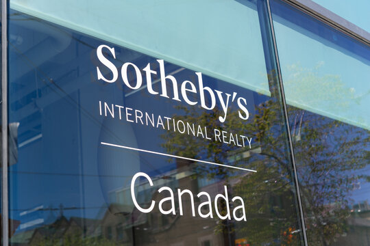 vinyl window letter sign of Sotheby's International Realty, Canada (downtown Toronto)
