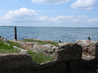 View of the bay  and the shore with concrete elements