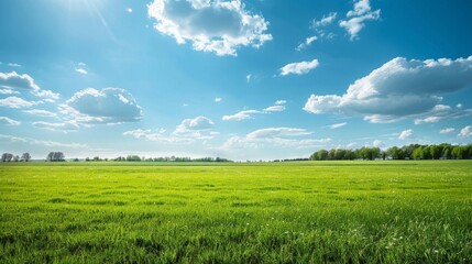 Wide green field under a partly cloudy sky, hinting at spring's arrival