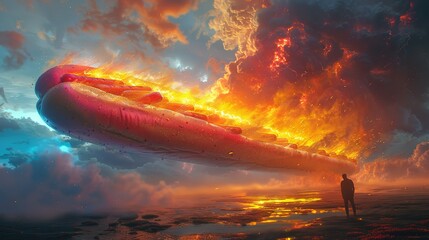 Fototapeta premium Wonderland Whopper: Rainbow Teru Teru Bozu and the Gigantic Hot Dog Gala