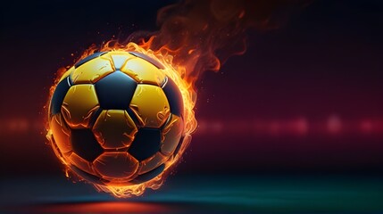 Fototapeta premium Soccer Ball Goal: Neon Lines, Flames, and Glowing Soccer Ball - Dynamic Sports Illustration, Soccer Victory Concept,Sports Graphics, Soccer Event Promotions, Athletic Apparel Designs, Digital Art 