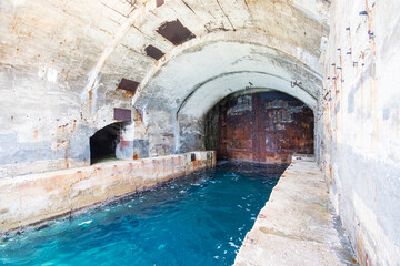Old abandoned submarine base in Albania