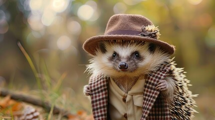 Prickly Posh, Stylish Hedgehog in Chic Clothing. Generative Ai