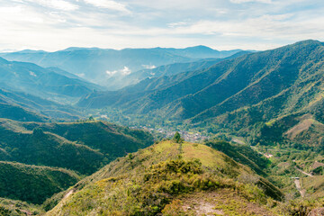 Obraz premium mountainous landscape with the Colombian municipality of San Joaquin, Santander