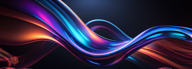 An artistic fusion of technology and creativity, showcasing vibrant waves of blue and orange light