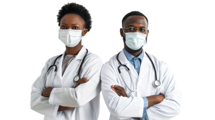 Obraz premium Surgeons team, uniform, arms crossed, isolated on white background