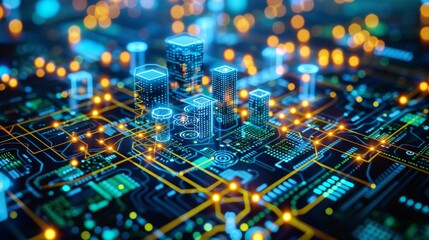 Obraz premium Blockchain revolution finance, supply chain, healthcare secured by decentralized systems