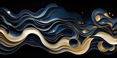 abstract wavy gold and navy blue background