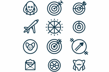 Success ,Goals and Target related editable stroke icon set .Contains thin Icons as Achievement, Aim, Motivation and more. vector icon, white background,