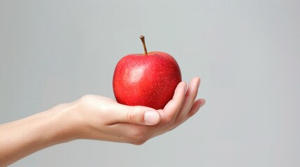 Apple in hand isolated white background