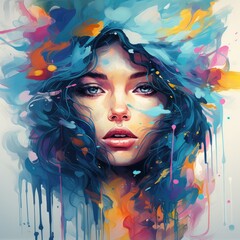 colorful abstract portrait of a woman