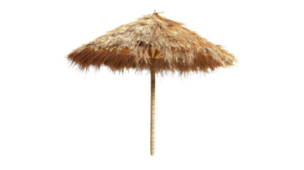 Straw Beach Umbrella. Isolated on white background. png transparent