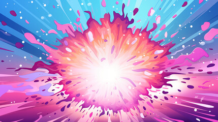 Vibrant Cosmic Explosion Artwork in Pink and Blue