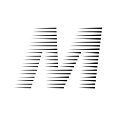 Letter M Logo with Abstract Line Pattern Isolated On White Background