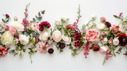 A stunning arrangement of flowers set against a pristine white backdrop