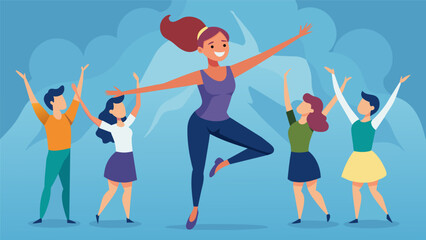 A dancer with ADHD feeling welcomed and accepted in a class that enables her to channel her energy and express herself through movement.. Vector illustration