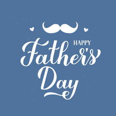 Happy Fathers Day calligraphy hand lettering on blue background. Celebration typography poster. Vector template for banner, greeting card, flyer, postcard, etc.