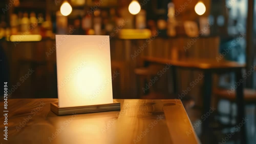 Poster a table with a white paper on it and a lamp on it