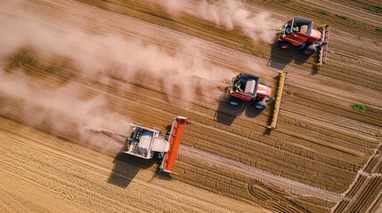 Farm Machinery - Tractors, combines, and other farming equipment in action. 