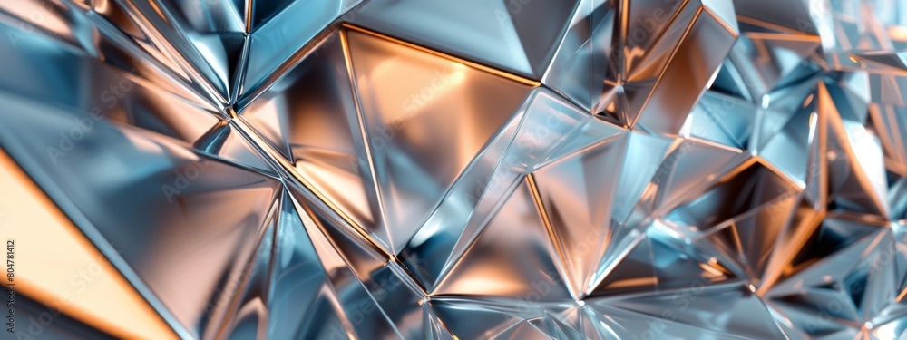 Poster abstract background with blue and copper metallic shapes on white, 3d rendering in the style of abst