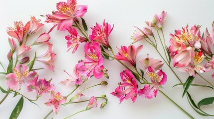 A stunning arrangement of alstroemeria flowers set against a crisp white backdrop