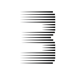 Number 3 with Abstract Line Pattern