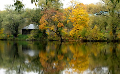 autumn landscape with lake