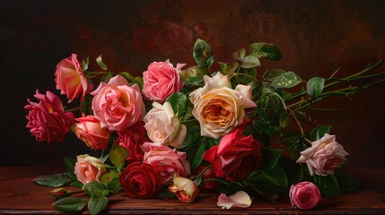 Delving into the romantic lore of Valentine s Day a bouquet of roses takes center stage