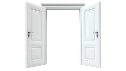 Open home door elements for open and close isolated on white png background, interior design concept