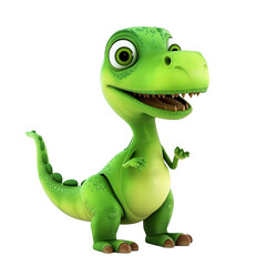 Fototapeta premium Dinosaur toy 3d rendering Positive character in children style. Disappeared animals, looking cute, adorable and joyful on isolated on transparent background