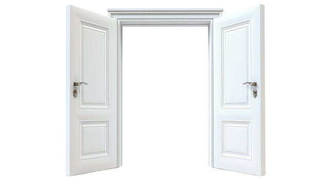 Open home door elements for open and close isolated on white png background, interior design concept