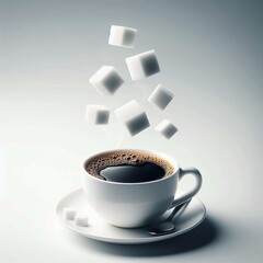  Coffee with floating sugar cubes
