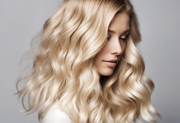 Naklejka premium modelo rubia joven con el cabello ondulado
