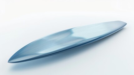 A 3D render of a minimalist surfboard, sleek and lightweight, with a matte finish that cuts smoothly through the waves, Sharpen isolated on white background