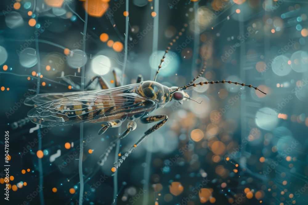 Poster a close up cyber concept captures an entomologist using robotic insects to study real bug behaviors 
