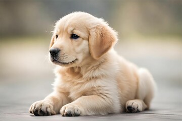 Cute Golden Retriever Puppy isolate on white background. 