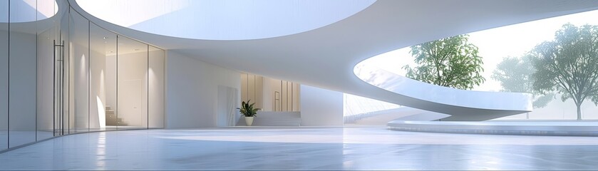 Contemporary white building techniques enhance a museums structure, making it a landmark of cultural sophistication, Interior 3d render Sharpen highdetail realistic concept