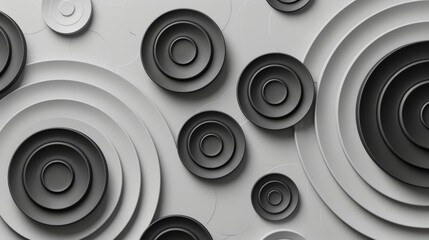 Create a seamless looping animation of concentric circles expanding and contracting in a mesmerizing grayscale color scheme