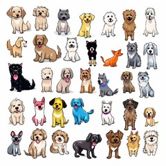 doodle featuring different breeds of dogs