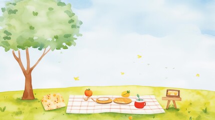 doodle of a picnic in a park