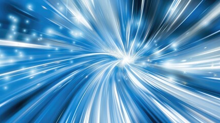 Embark on a journey through light speed with a mesmerizing blue background depicting hyperspace and space warp, Ai Generated.