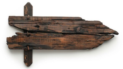 Fototapeta premium A wooden sign isolated on white, a blank canvas ready for messages or a rustic touch of decor. Ai Generated.