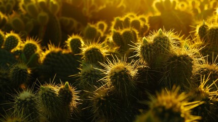Aerial View of Sun-Drenched Cactus Garden