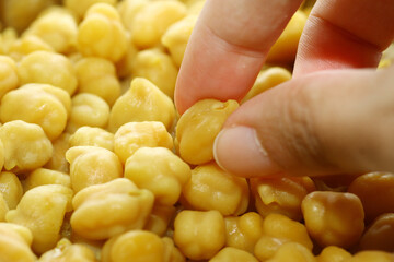 Macro shot of boiled snack chickpeas