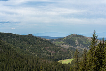 View of the mountain valley from the summit 